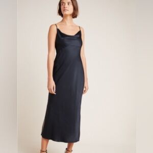 Anthropologie Elyse bias Black Slip Dress